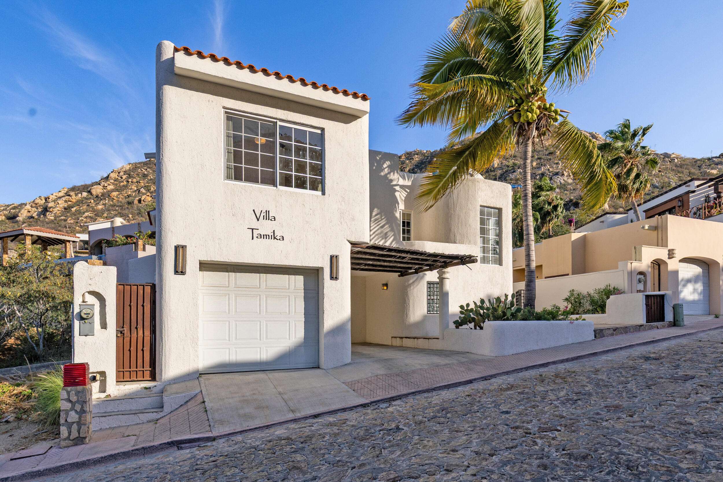 Los Cabos Los Valles The unique layout of this iconic and meticulously maintained Club Campestre home offers 3 bedrooms with privacy for your guest on second floor and the perfect living space (including the primary bedroom/bathroom) for you above! The kitchen has been beautifully renovated and is an entertaining dream. Wait until you see the panoramic for sale