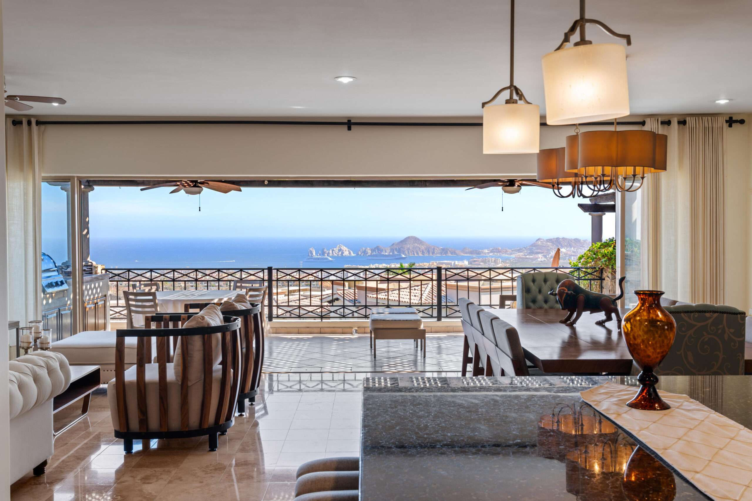 Los Cabos Cabo Bello This Luxurious Suite-Style villa was originally built 2005 then fully remodeled, expanded into a 6 Bedroom Villa w/6 en suite bathrooms in 2022. Fully furnished turn key, quality details, 3.5 kitchens with GE appliances. Designed as a private retreat for family gatherings, weddings, corp meetings who value both privacy and connection. Location is prime only one block from private Cabo Bello beach. Storage is Fully equipped w/beach toys for guests to take down to Beach area. Dont miss out on this income generating Unique Casa to entertain as Cabo Bello is only 10 mins frm downtown Cabo, 8 mins fr Costco, 5 mins Blue net Medical Ctr.,groceries, Gyms & HDepot. Have a chef cater your party on the stunning rooftop, balcony, and pool area or simply relax enjoying Cabo's Unforgetable Sunsets!! THIS LOVELY LARGE HOME IS A CASH COW IN THE RENTAL BUSINESS ONLY HOME THAT CAN SLEEP 18 PP IN CABO BELLO. for sale