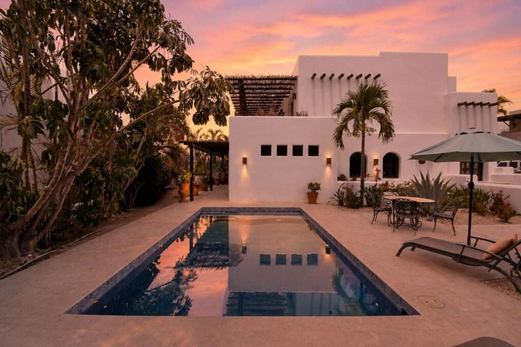 Los Cabos Cabo Bello Casa Blue Fin is a rare DUPLEX investment opportunity in the desirable oceanside community of Cabo Bello. This versatile 4-bedroom, 4-bathroom home offers incredible potential for rental income, full-time or multi-generational living, or both. Each level features 2-bedrooms and 2-bathrooms with private entrances in front and back, making it ideal for generating revenue while maintaining personal privacy or hosting extended family and guests.Enjoy beautiful for sale