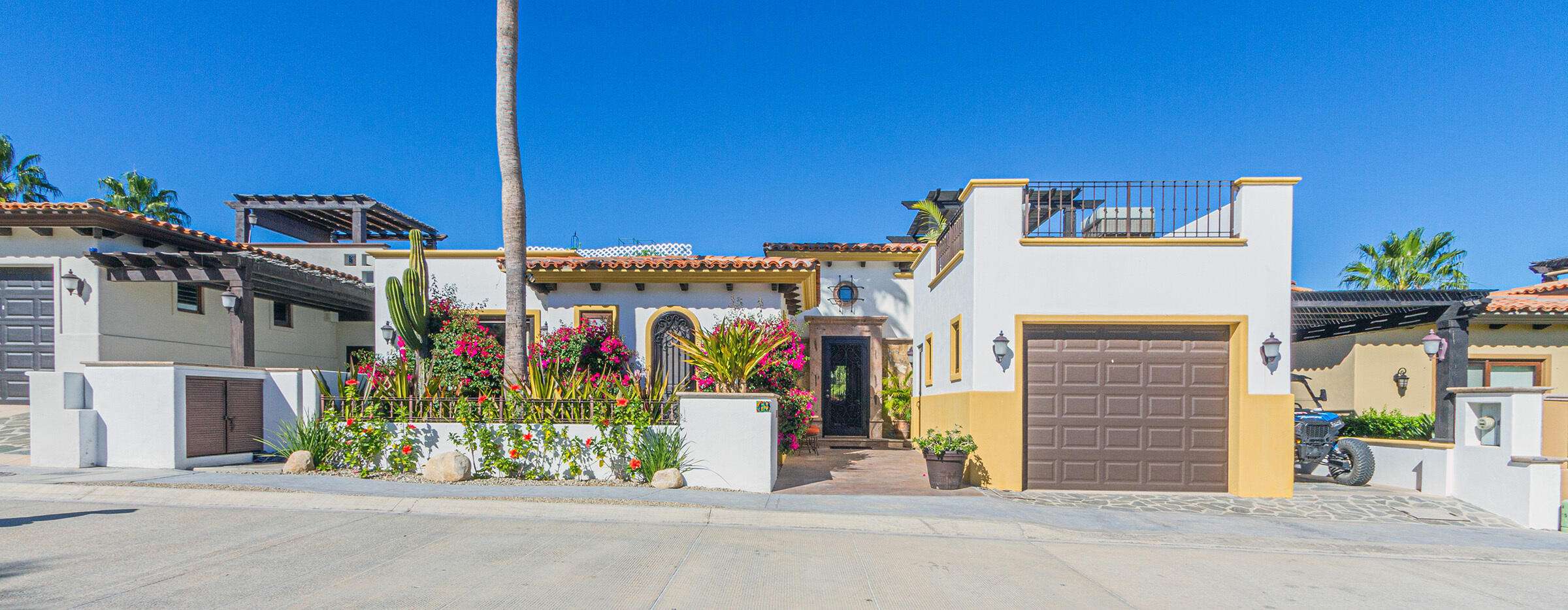 Los Cabos Los Valles The unique layout of this iconic and meticulously maintained Club Campestre home offers 3 bedrooms with privacy for your guest on second floor and the perfect living space (including the primary bedroom/bathroom) for you above! The kitchen has been beautifully renovated and is an entertaining dream. Wait until you see the panoramic for sale