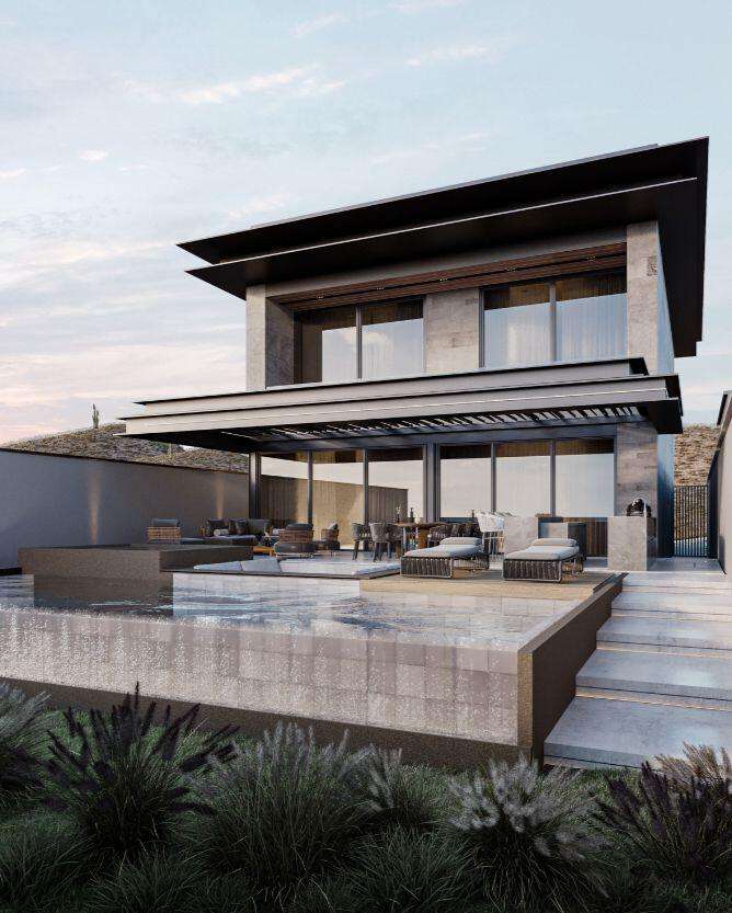 Los Cabos Lienzo Charro Experience coastal luxury in this contemporary home at next Quivira Golf Club, Los Cabos. Enjoy your private pool, beautiful garden, and spacious terrace under the Baja California sun.Just 35 minutes from Los Cabos International Airport, 12 minutes from local amenities, and a 5-minute walk to the beach. The community offers a golf club, exclusive amenities, and easy access to shopping.Parking for 2 vehiclesNatural materials facade blending with the landscapeTotal area: 455 m² (315 m² living, 300 m² gardens)Luxurious interiors:Equipped kitchen with islandOpen concept with built-in furniture1 master and 3 secondary bedrooms, each with bath and walk-in closetAmple lighting throughoutExteriorsCovered terrace with golf course – S/N balcones, Cabo San Lucas, BS